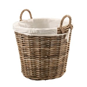 Castle Living Round Rattan Log Basket With Removable Lining