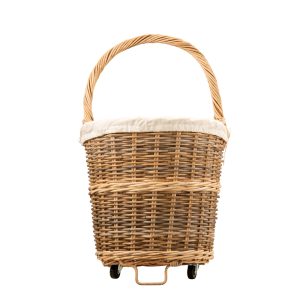 Castle Living Wheeled Rattan Log Basket With Removable Liner