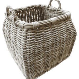 ROUND TOP SQUARE BOTTOM BASKET WITH EAR HANDLES