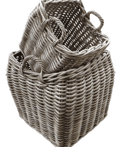 SQUARE BASKETS WITH CURVED BODY & EAR HANDLES