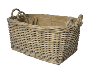 OVAL TOP & SQUARE BOTTOM BASKETS WITH EAR HANDLES & LINER
