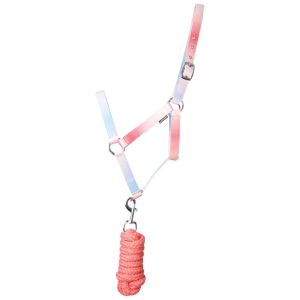 Hy Equestrian Ombre Head Collar & Lead Rope: Coral/Blue